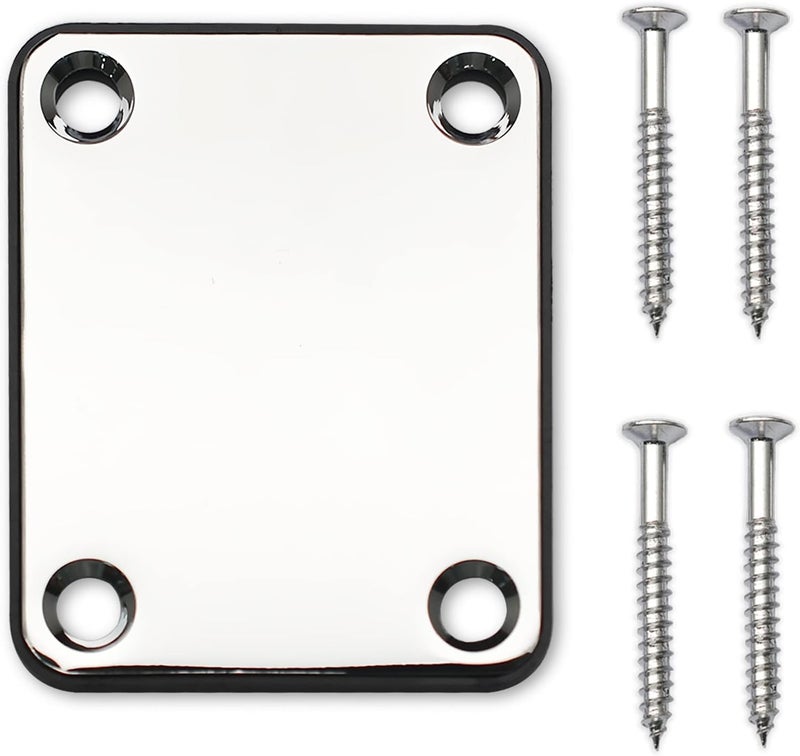 MAXCHEER Electric Bass Guitar Neck plate Guitar Neck Joint Connecting Strengthen Plate Guitar Parts (Chrome) - Image 1